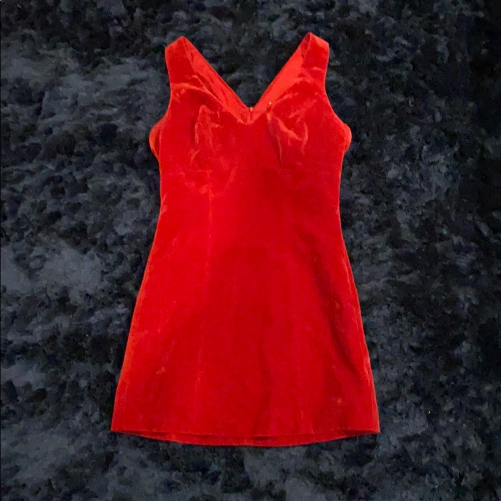 Bebe red crushed velvet dress